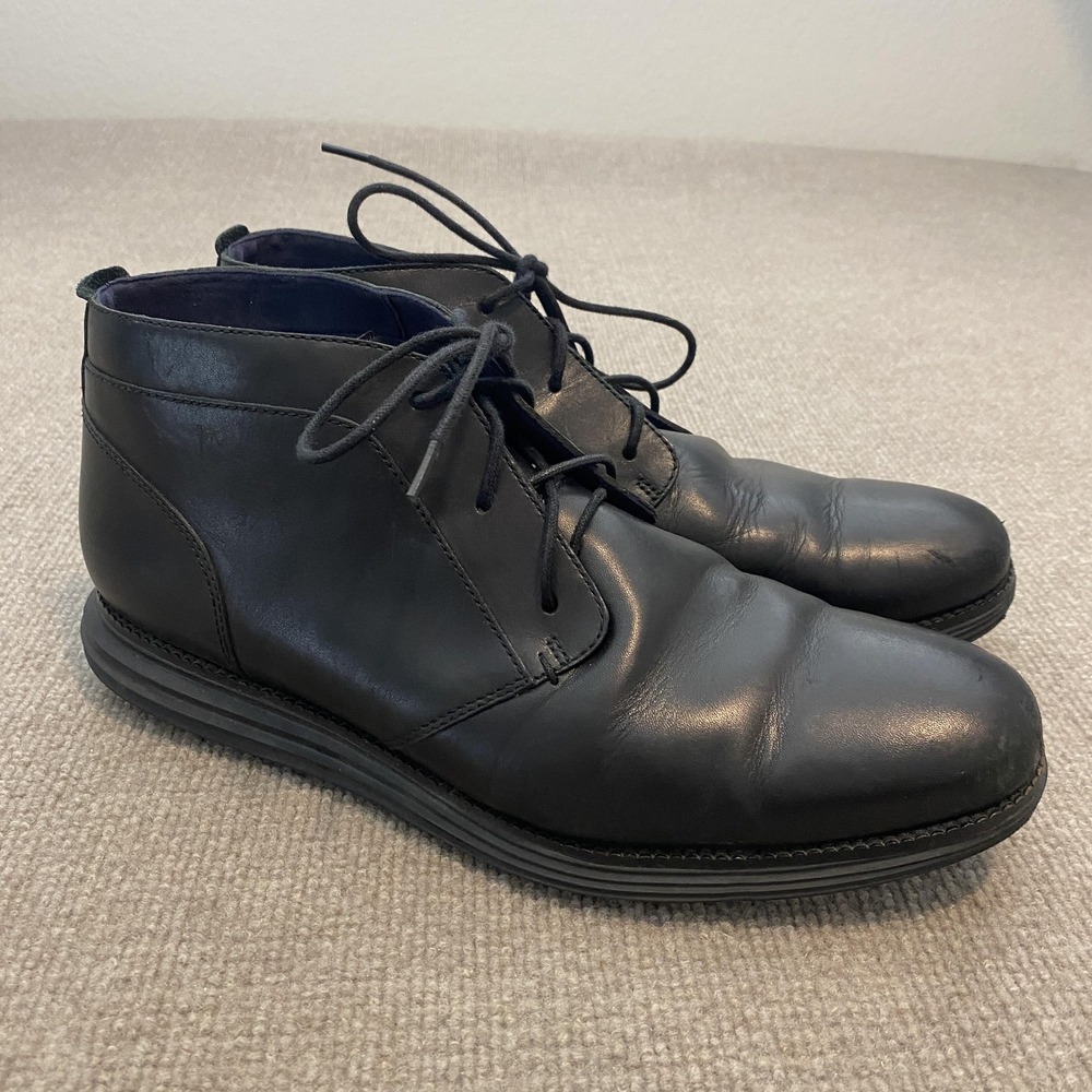 Cole Haan Boots Mens Size 11.5 M Black Leather Chukka Ankle Lace Up Casual